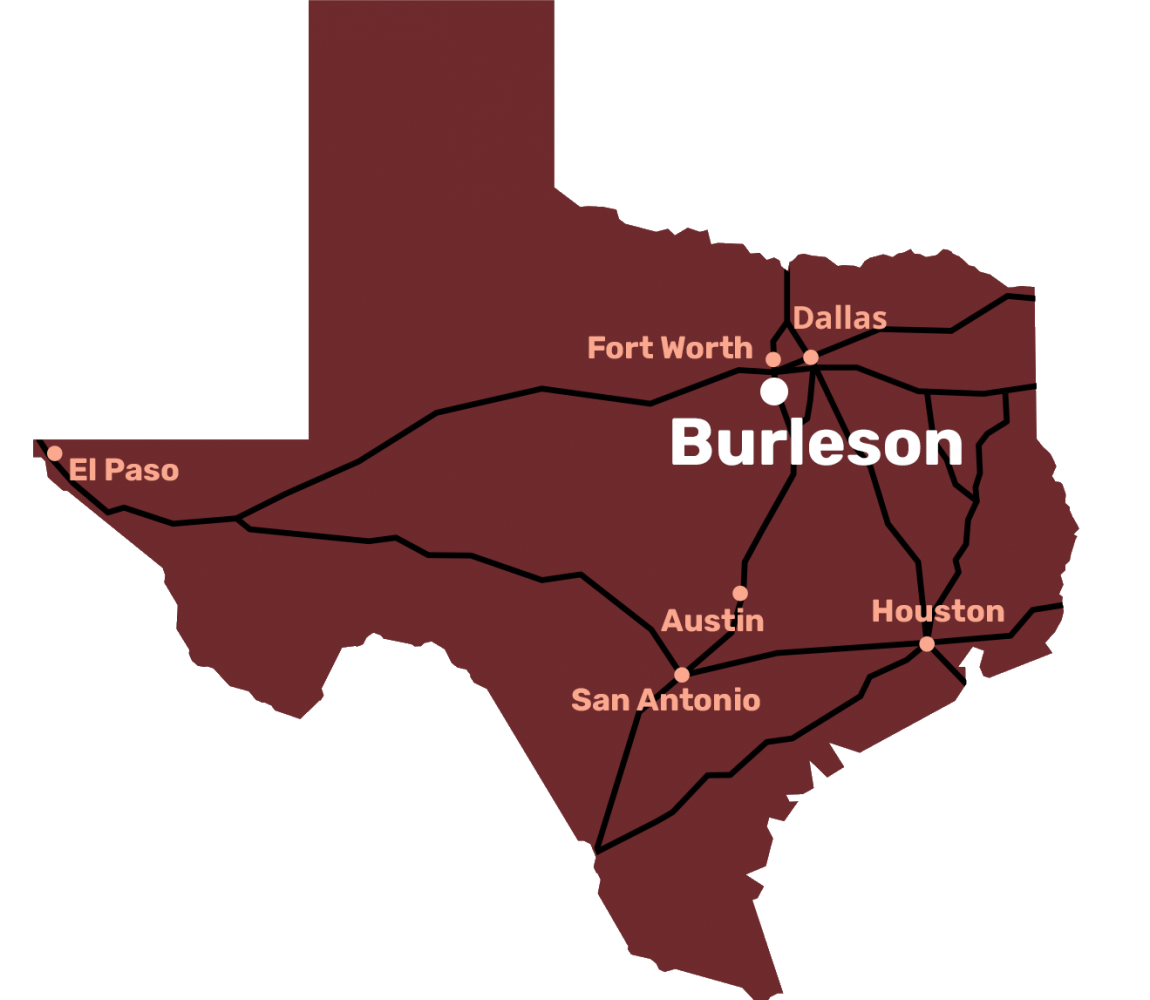 Map highlighting Burleson